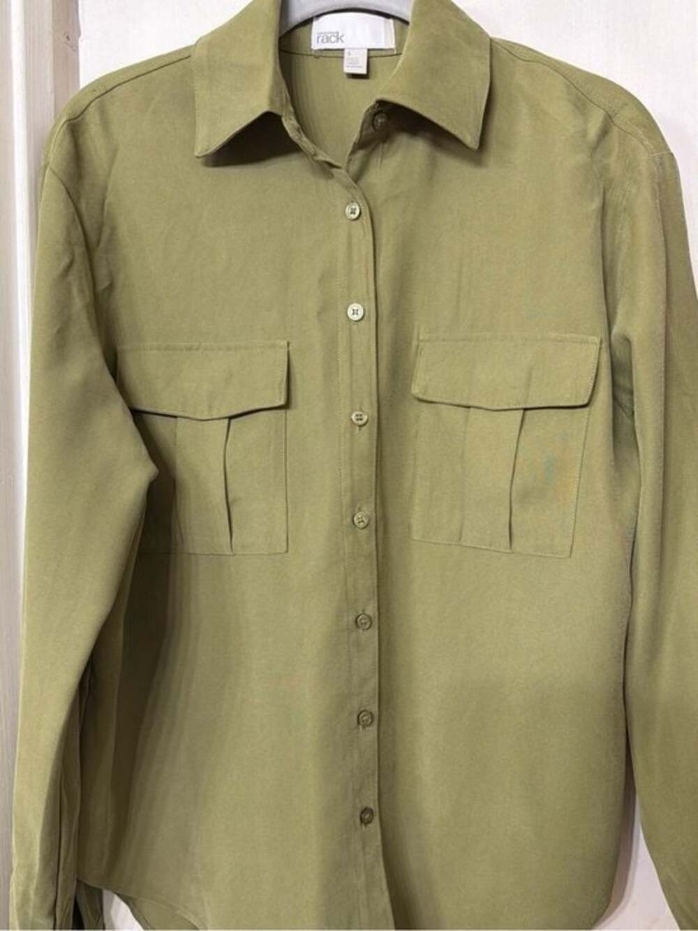 Nordstrom Rack Olive-Tone Button Front Shirt Women’s Small Casual Career